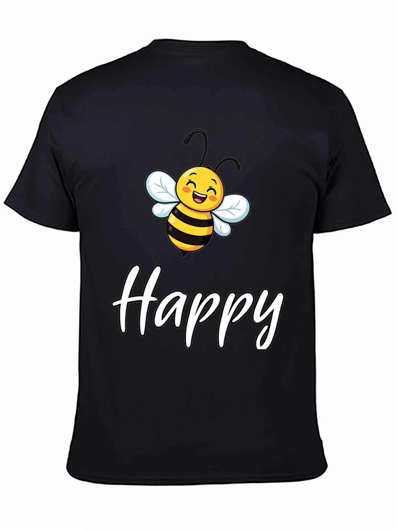 Happy Bee Graphic Tee - Unisex Black T-Shirt
