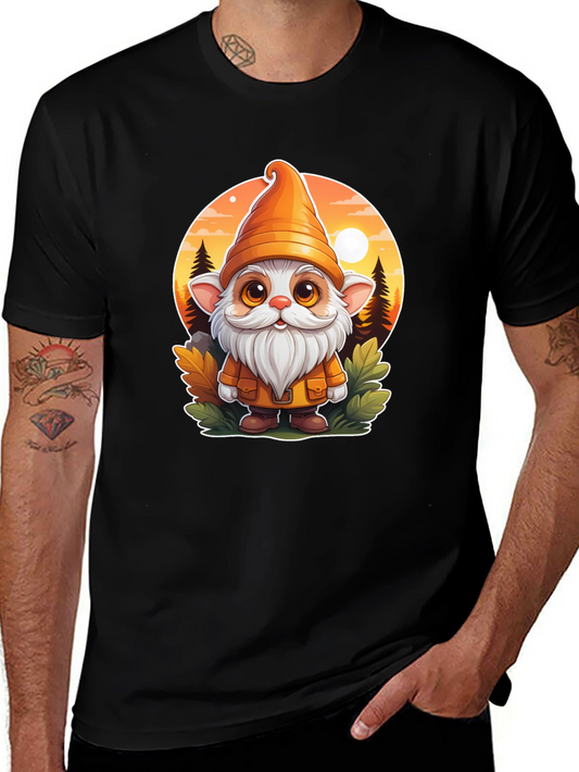 Whimsical Gnome Graphic Tee - Unisex Black T-Shirt