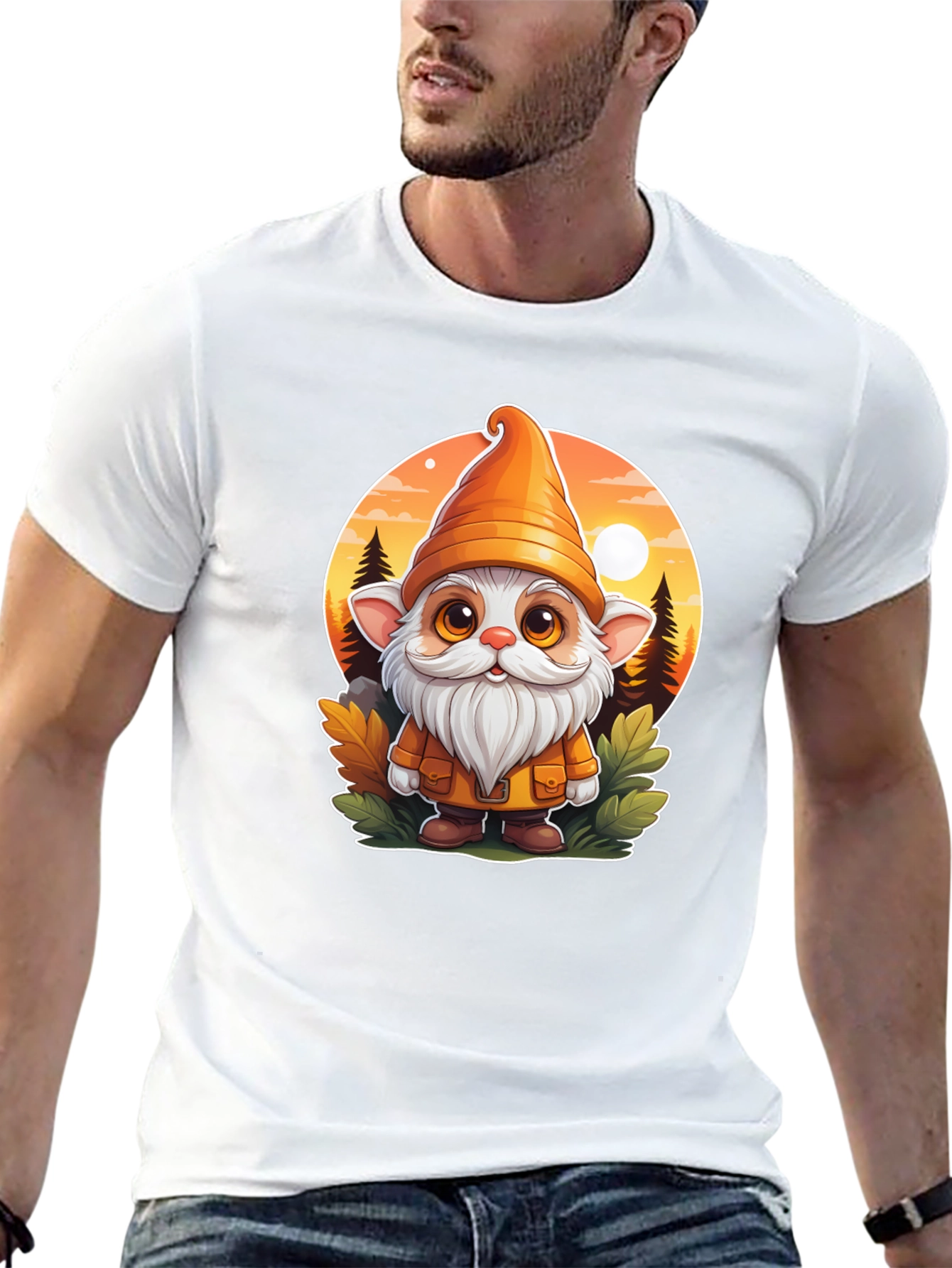 Whimsical Gnome Graphic Tee - Unisex Black T-Shirt