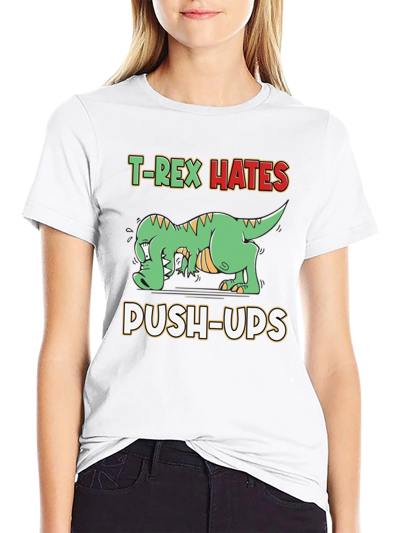 T-Rex Hates Push-Ups Funny Graphic T-Shirt