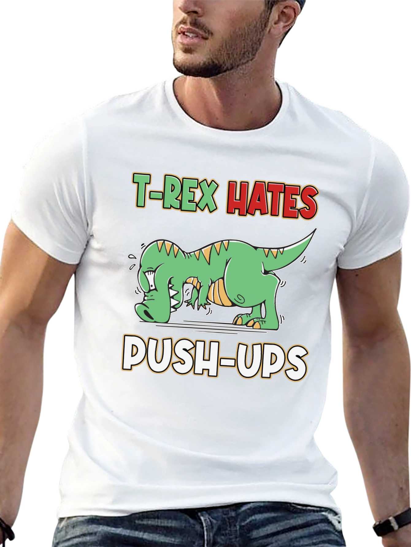 T-Rex Hates Push-Ups Funny Graphic T-Shirt