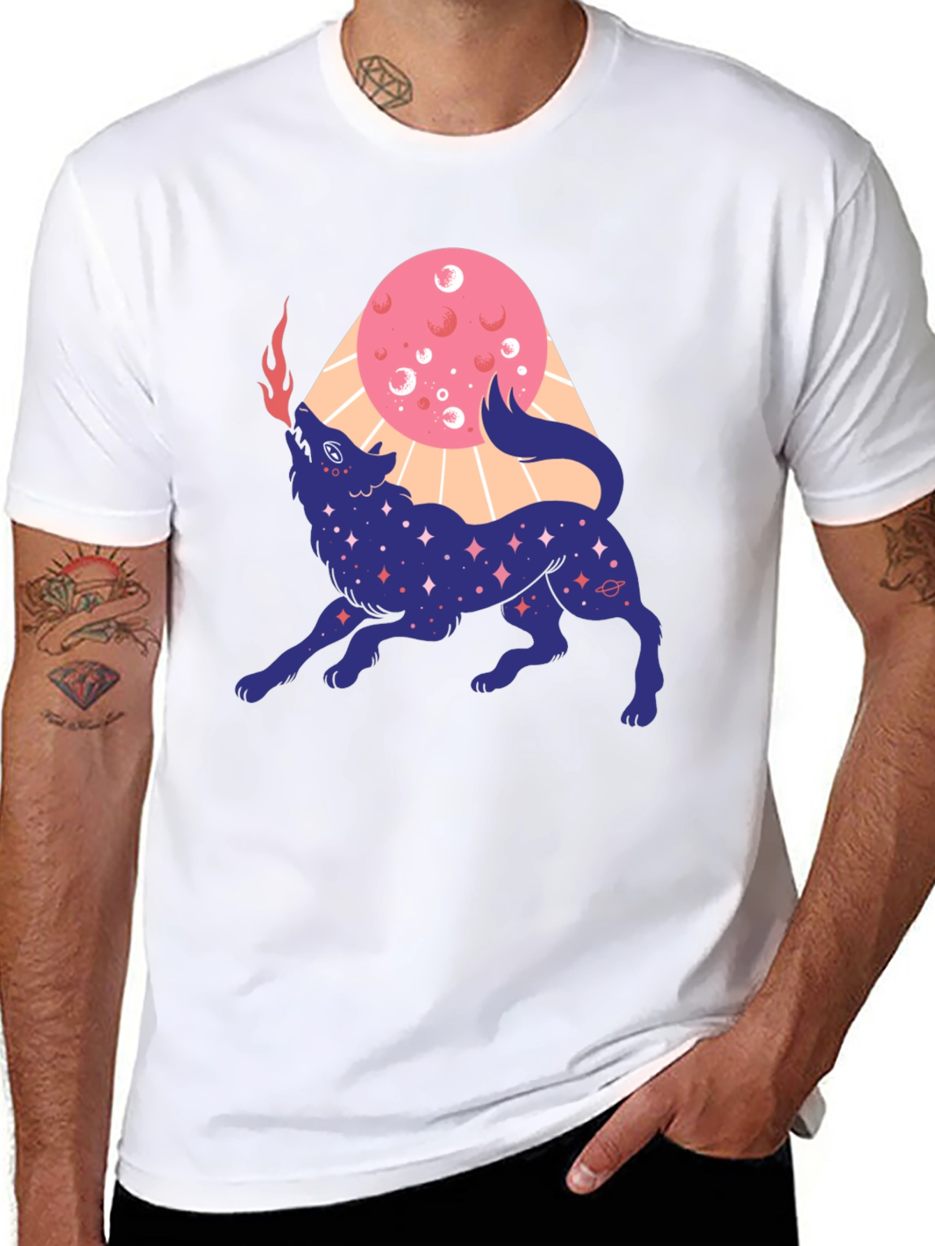 Cosmic Howling Wolf Graphic Tee