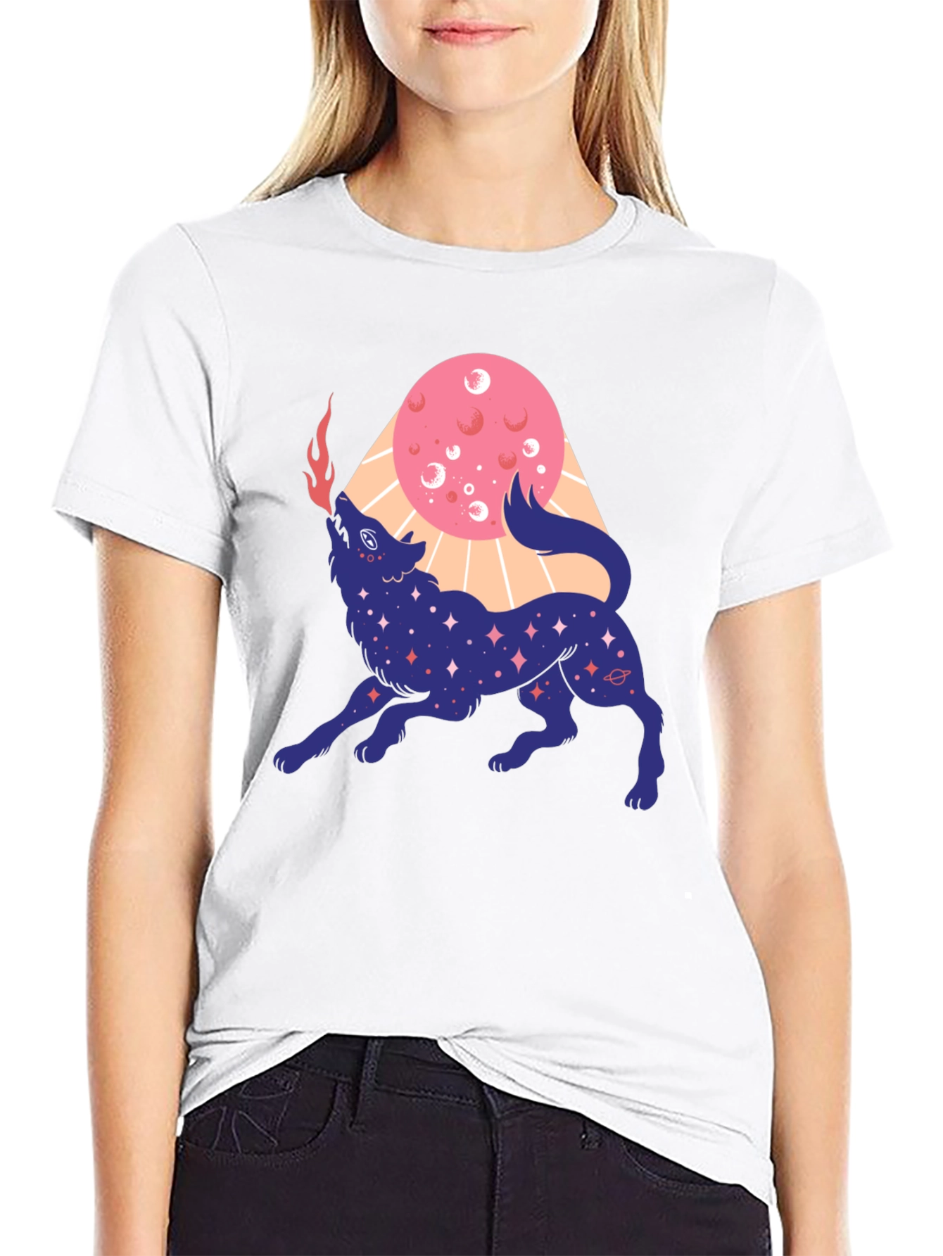Cosmic Howling Wolf Graphic Tee