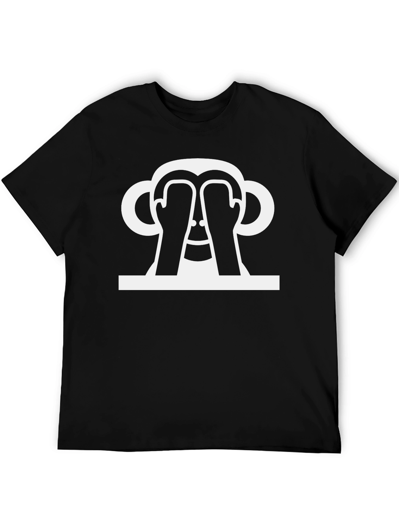 Peek-a-Boo Monkey Graphic Tee - Black Cotton