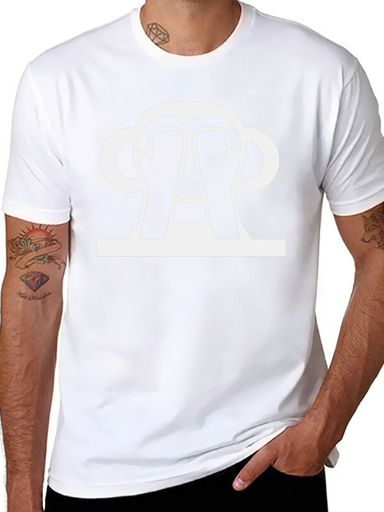 Peek-a-Boo Monkey Graphic Tee - Black Cotton
