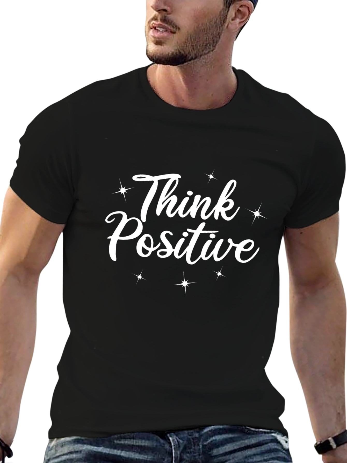Think Positive Black Graphic Tee