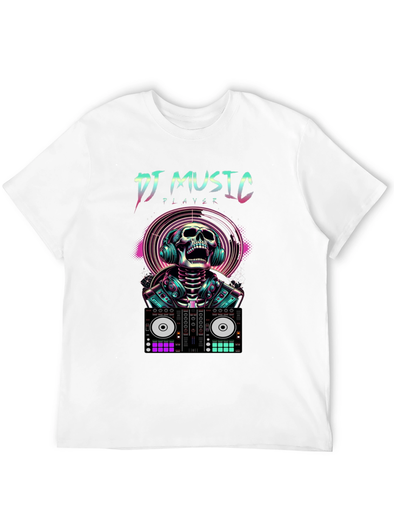 DJ Music Player Skull T-Shirt - Rave Style