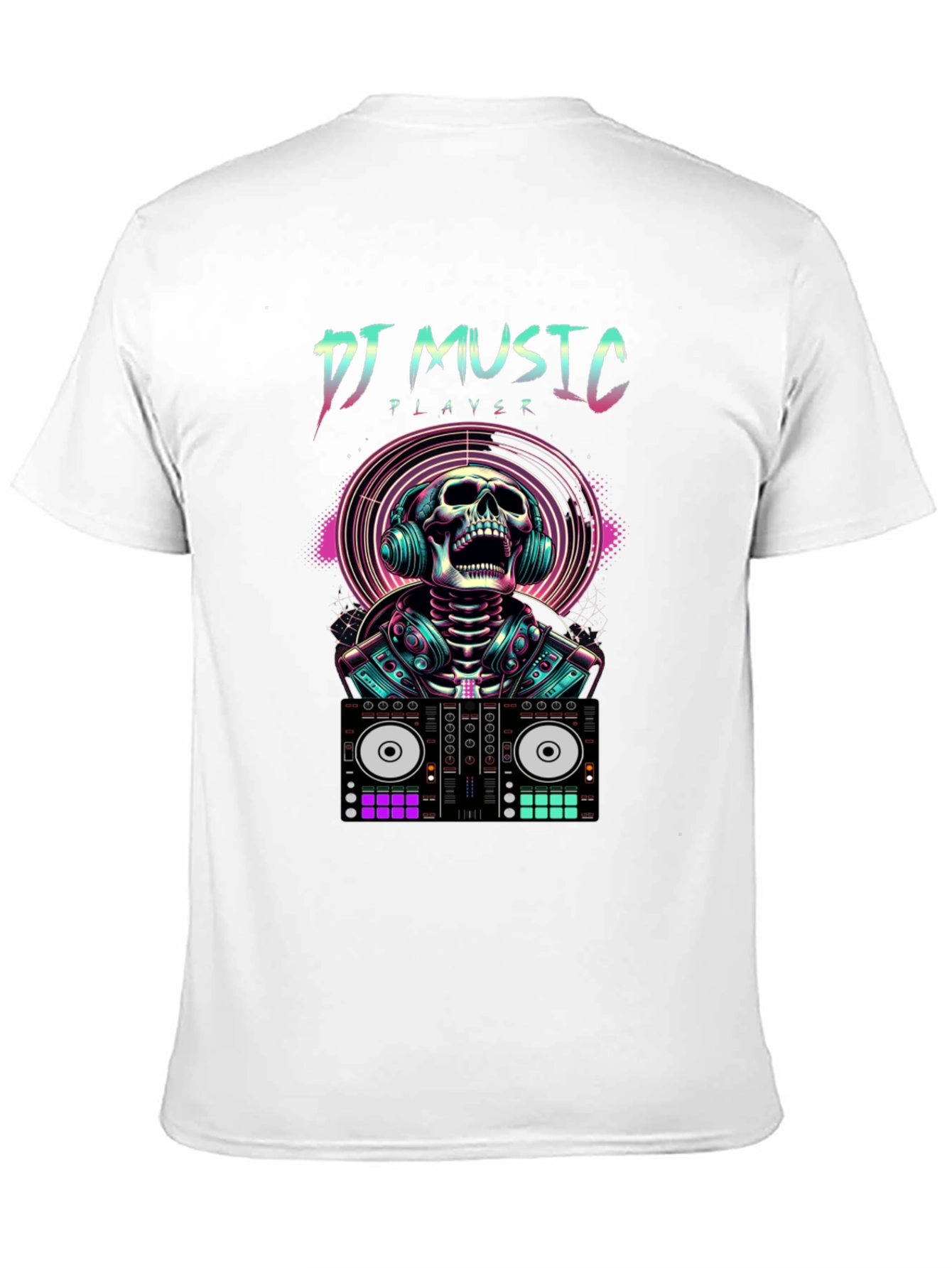 DJ Music Player Skull T-Shirt - Rave Style