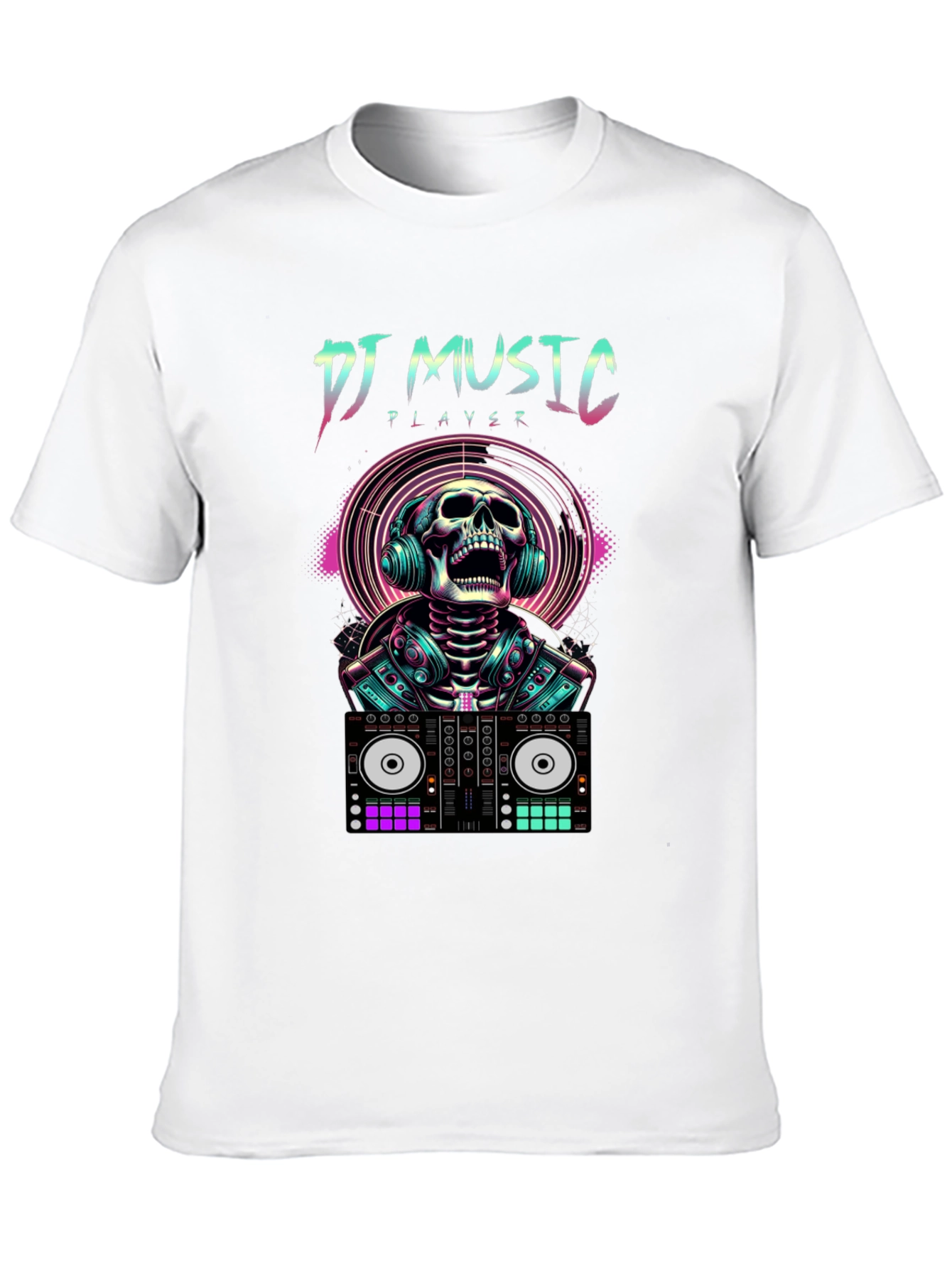 DJ Music Player Skull T-Shirt - Rave Style