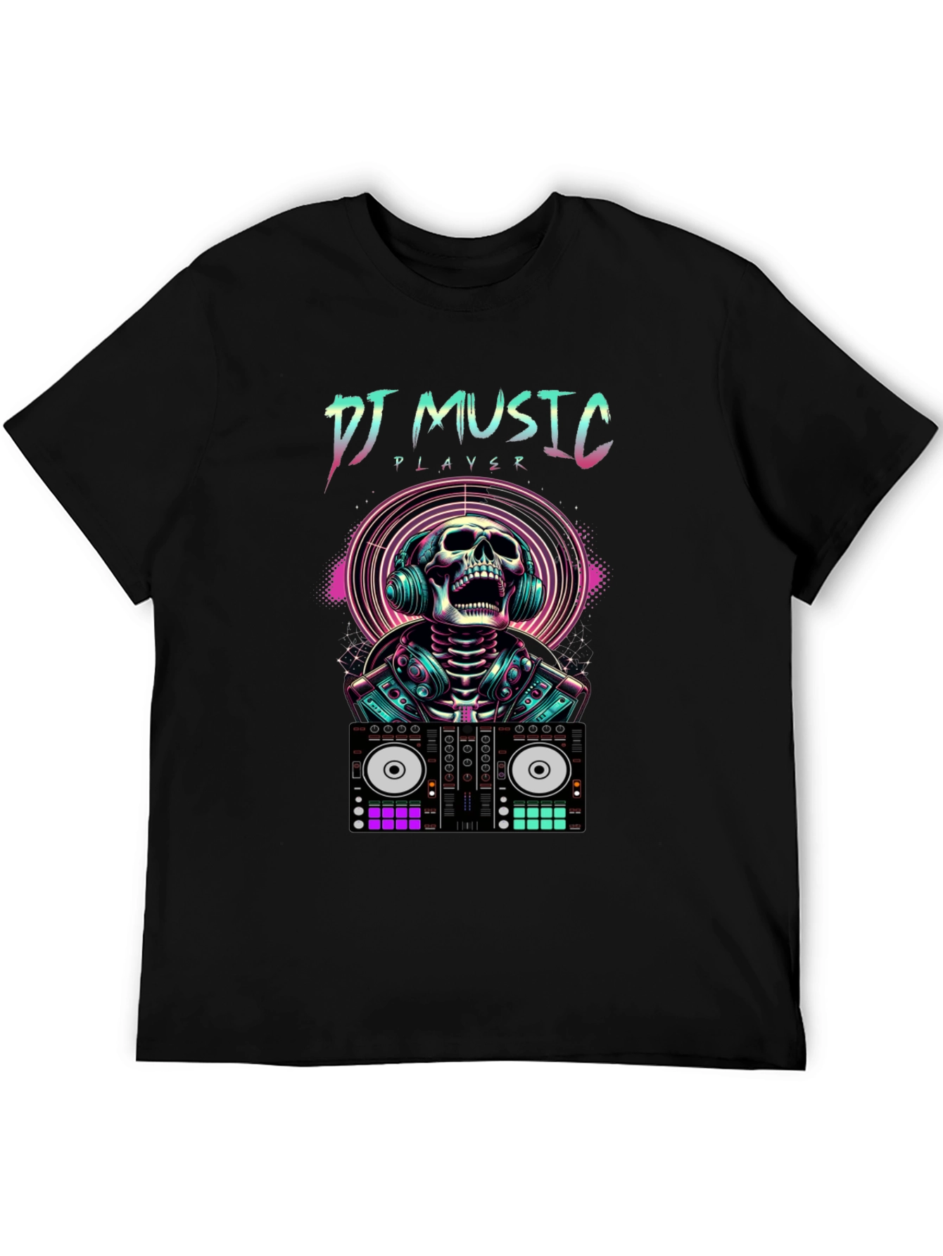 DJ Music Player Skull T-Shirt - Rave Style