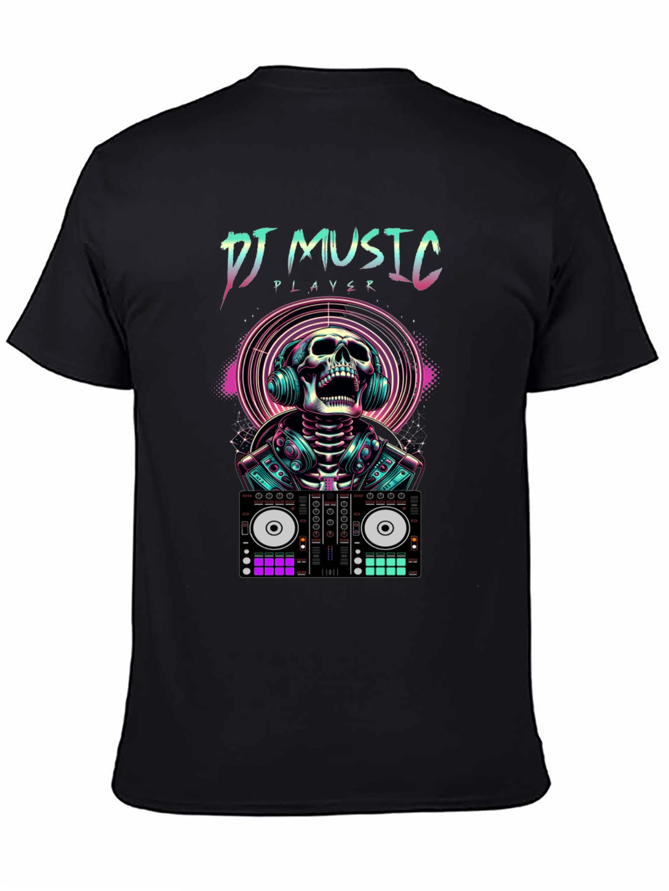 DJ Music Player Skull T-Shirt - Rave Style