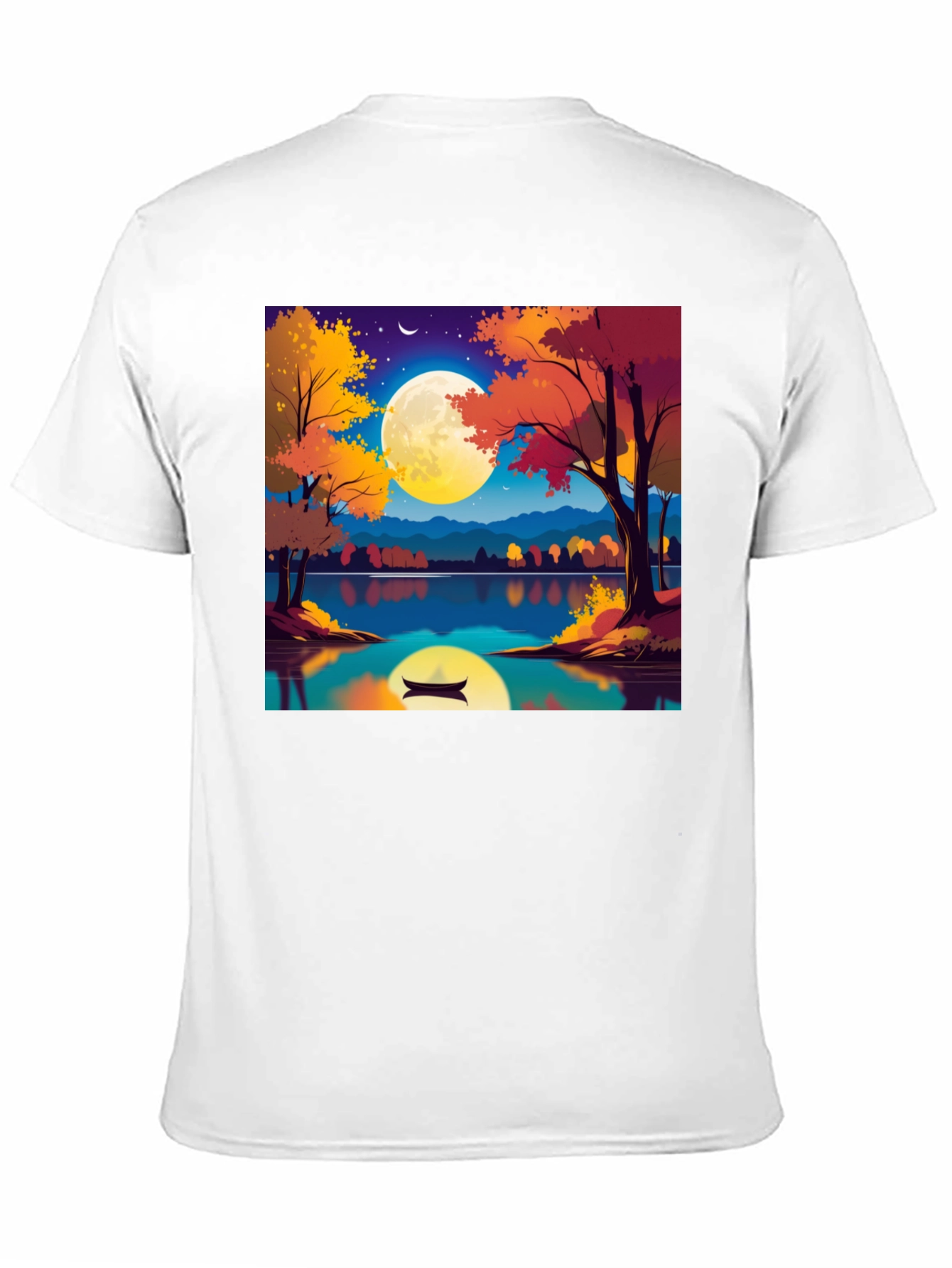Autumn Lake T-Shirt - Scenic Moonlit Design