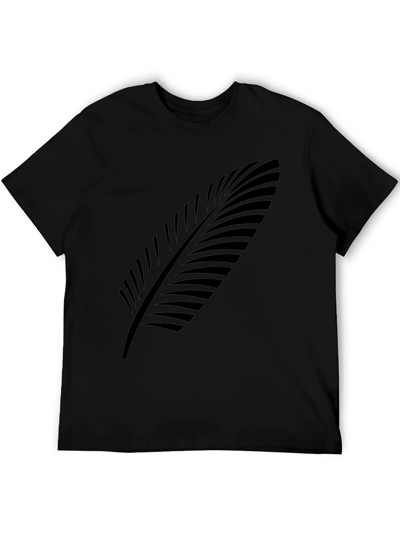 Stylish Black Tee with Leaf Design
