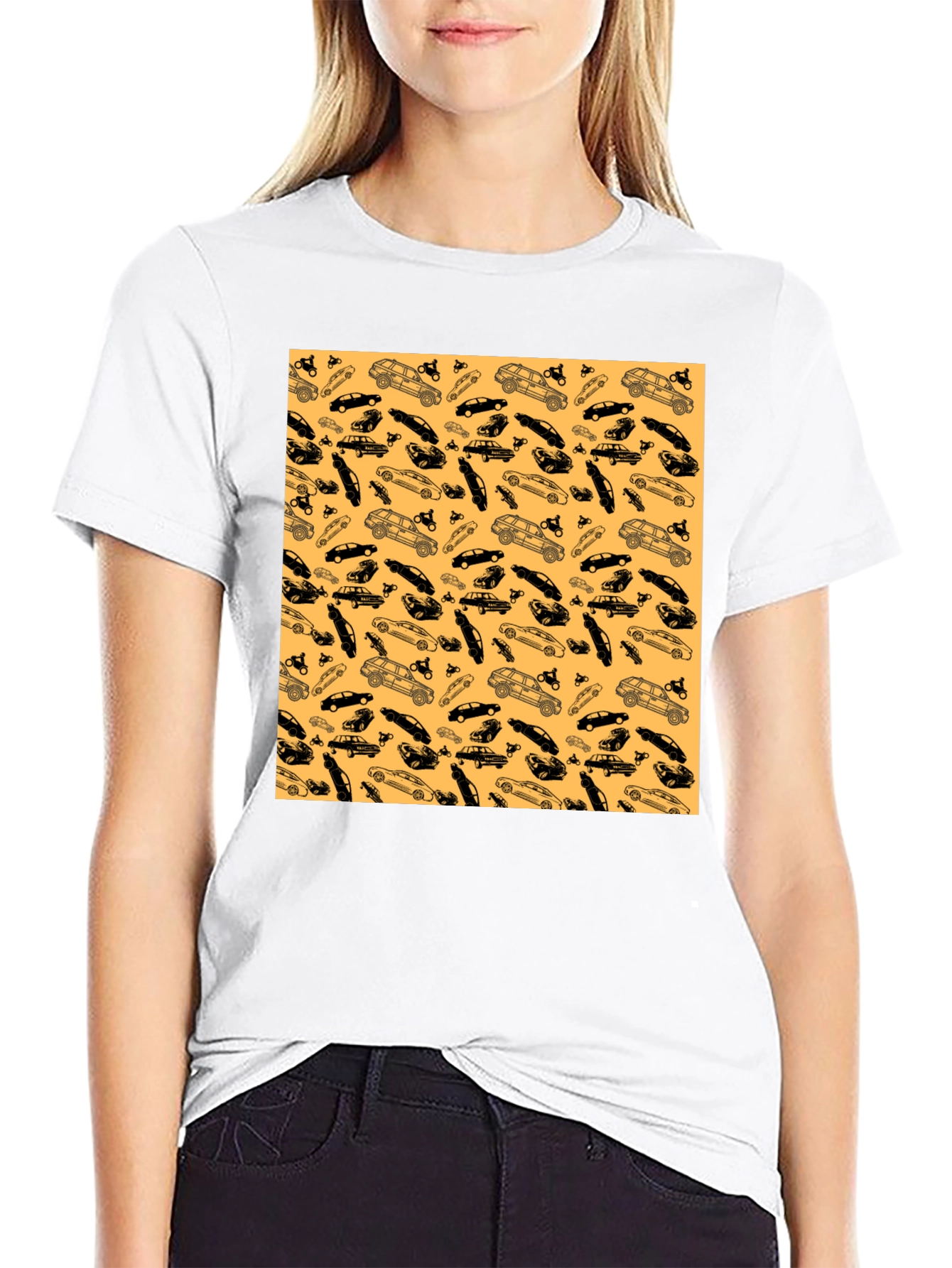 Car Pattern T-Shirt - Unique Auto Enthusiast Design