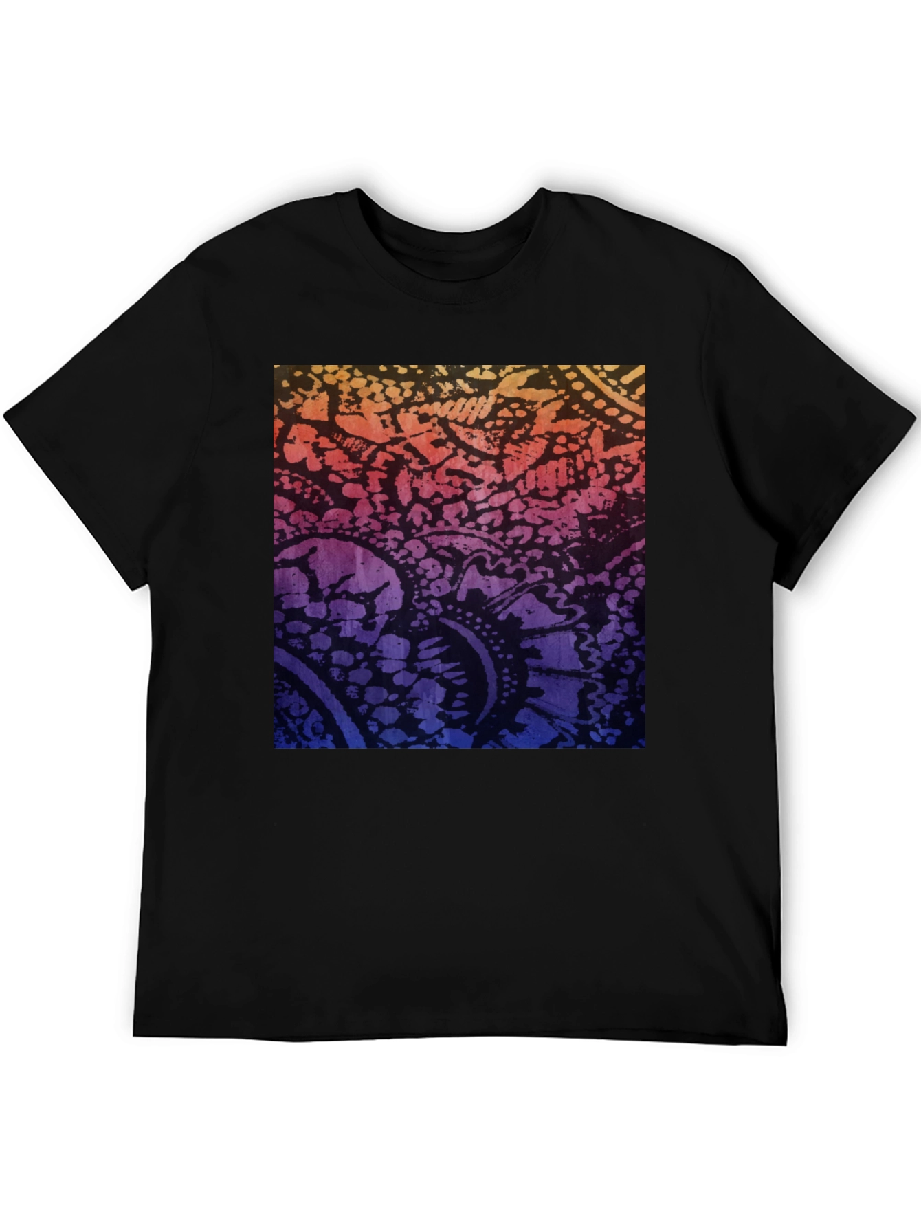 Gradient Paisley Print Black T-Shirt