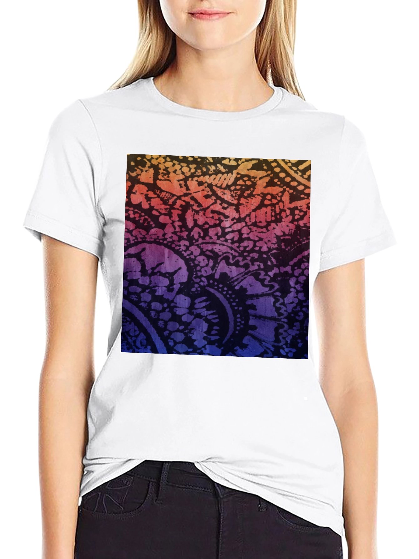 Gradient Paisley Print Black T-Shirt