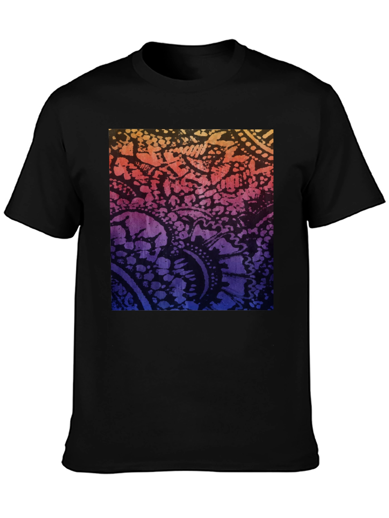 Gradient Paisley Print Black T-Shirt