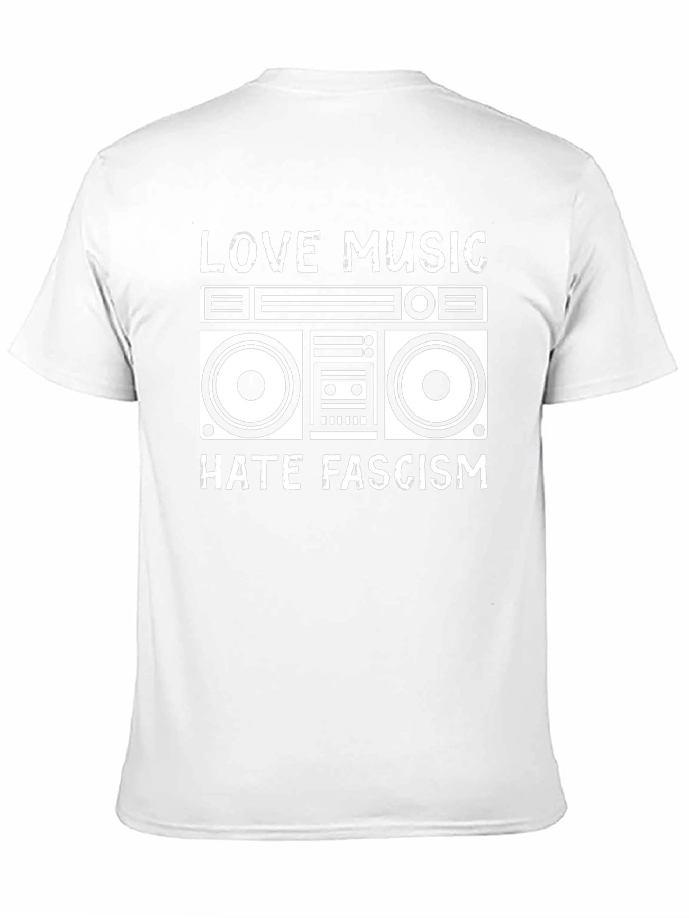 Love Music Hate Fascism Boombox Graphic Tee