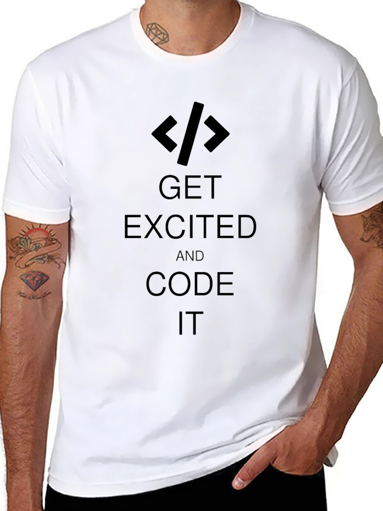 Get Excited and Code It Black T-Shirt