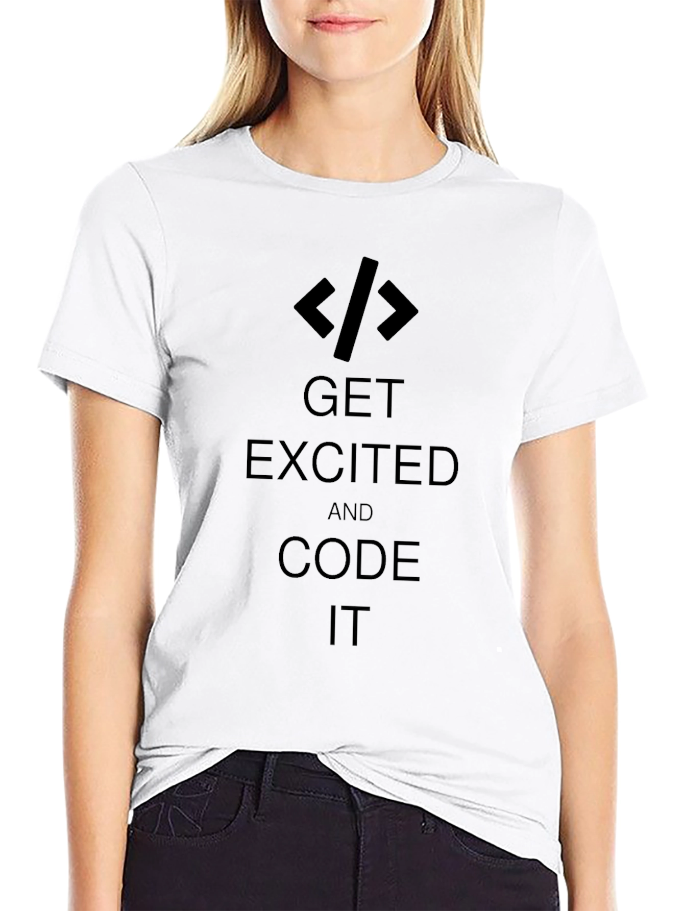 Get Excited and Code It Black T-Shirt