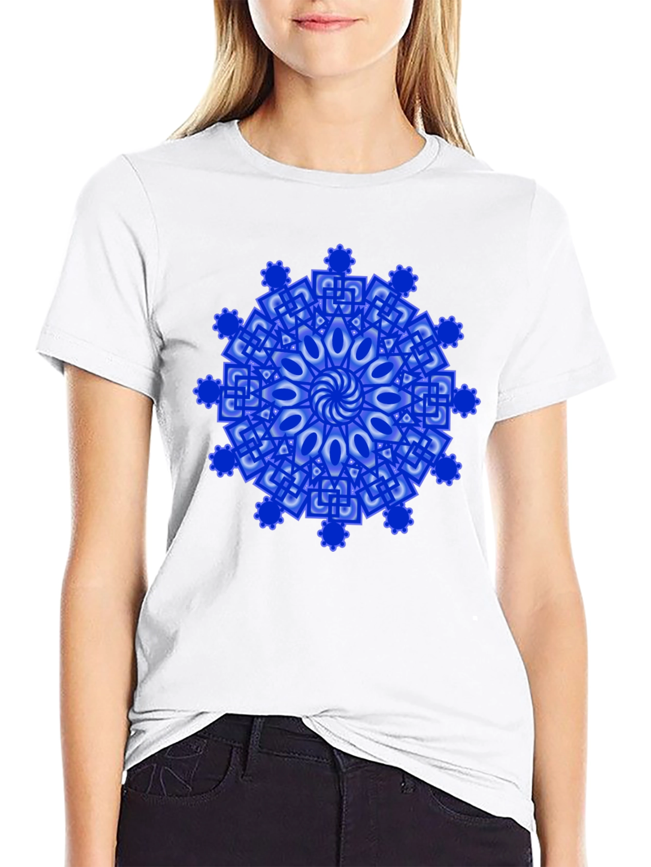 Blue Mandala Graphic T-Shirt - Artistic Design