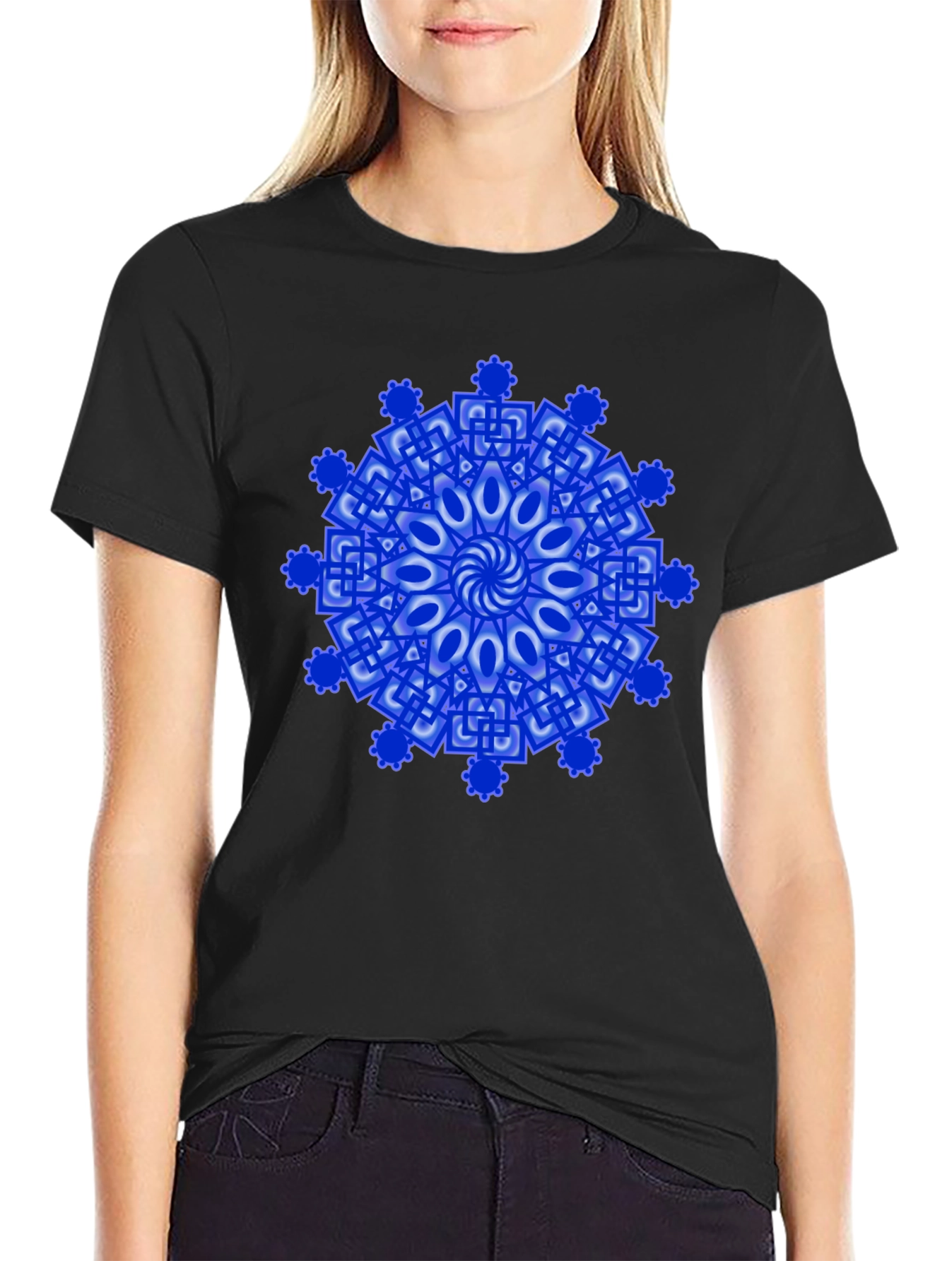 Blue Mandala Graphic T-Shirt - Artistic Design