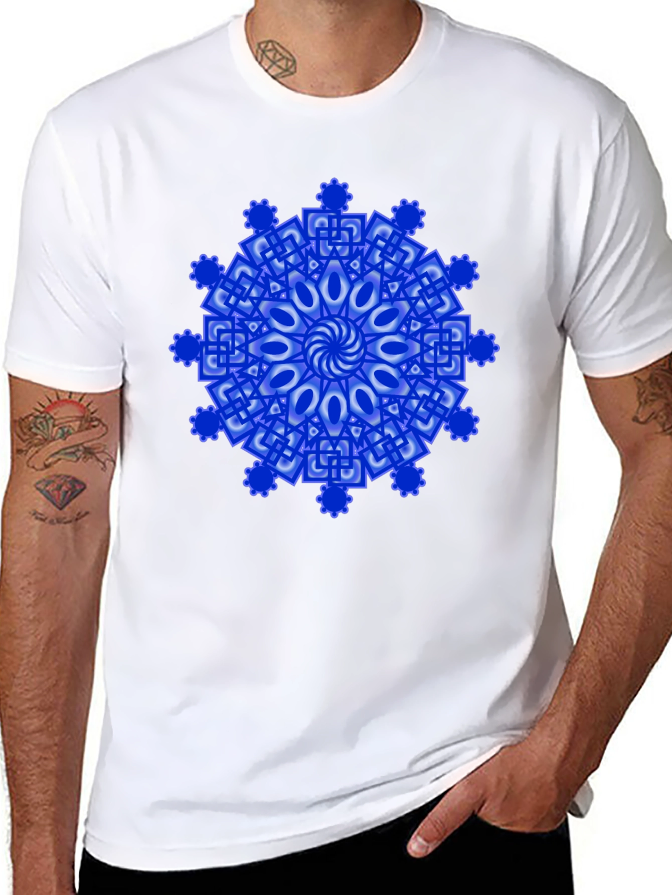 Blue Mandala Graphic T-Shirt - Artistic Design