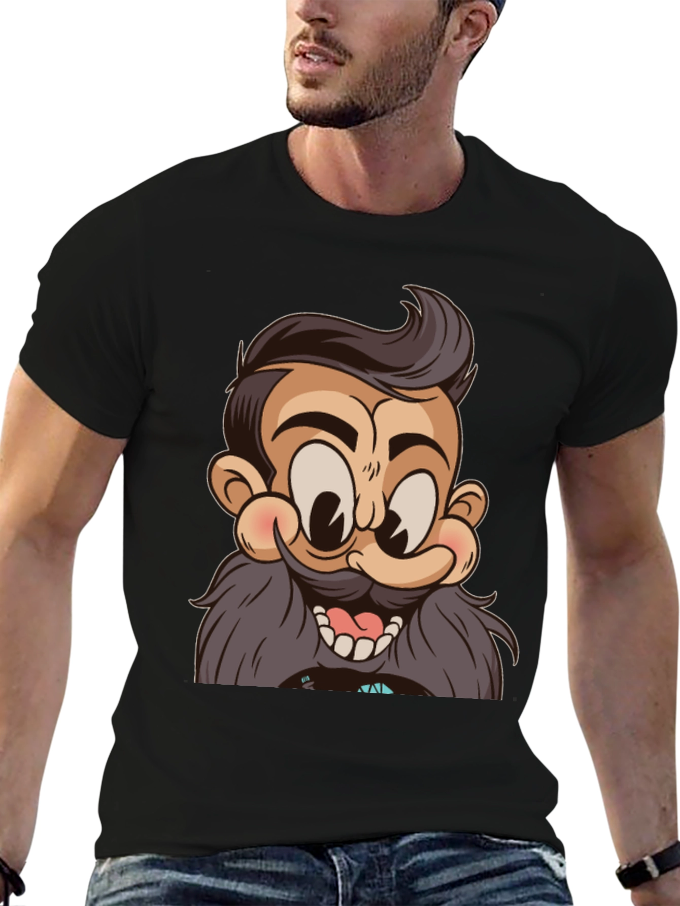 Cartoon Character Graphic Print Black T-Shirt