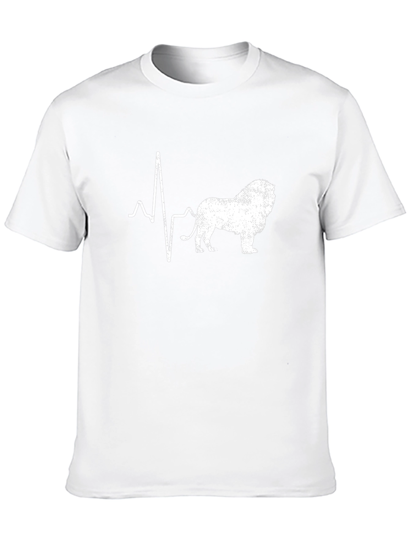 Lion Heartbeat Graphic Tee - Black Cotton Casual T-Shirt