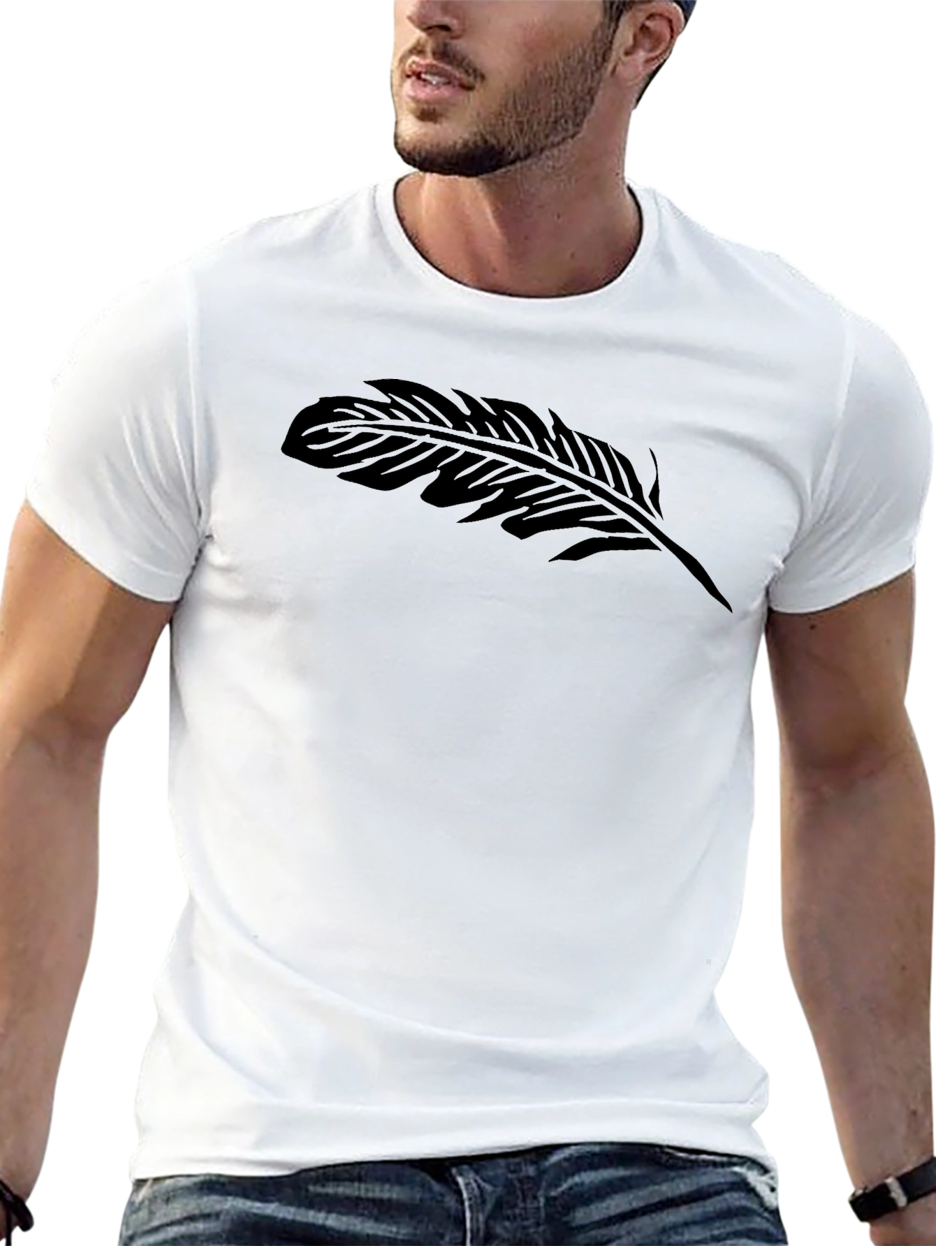 Black Feather Graphic Tee - Stylish Casual Wear