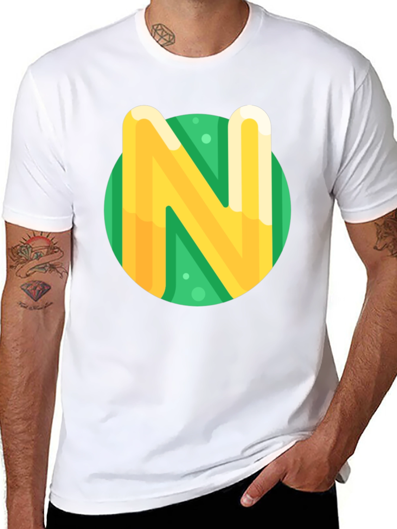 Letter N Graphic Tee - Stylish Casual Top