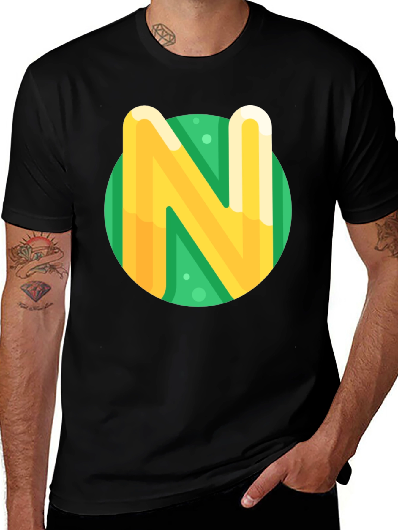 Letter N Graphic Tee - Stylish Casual Top
