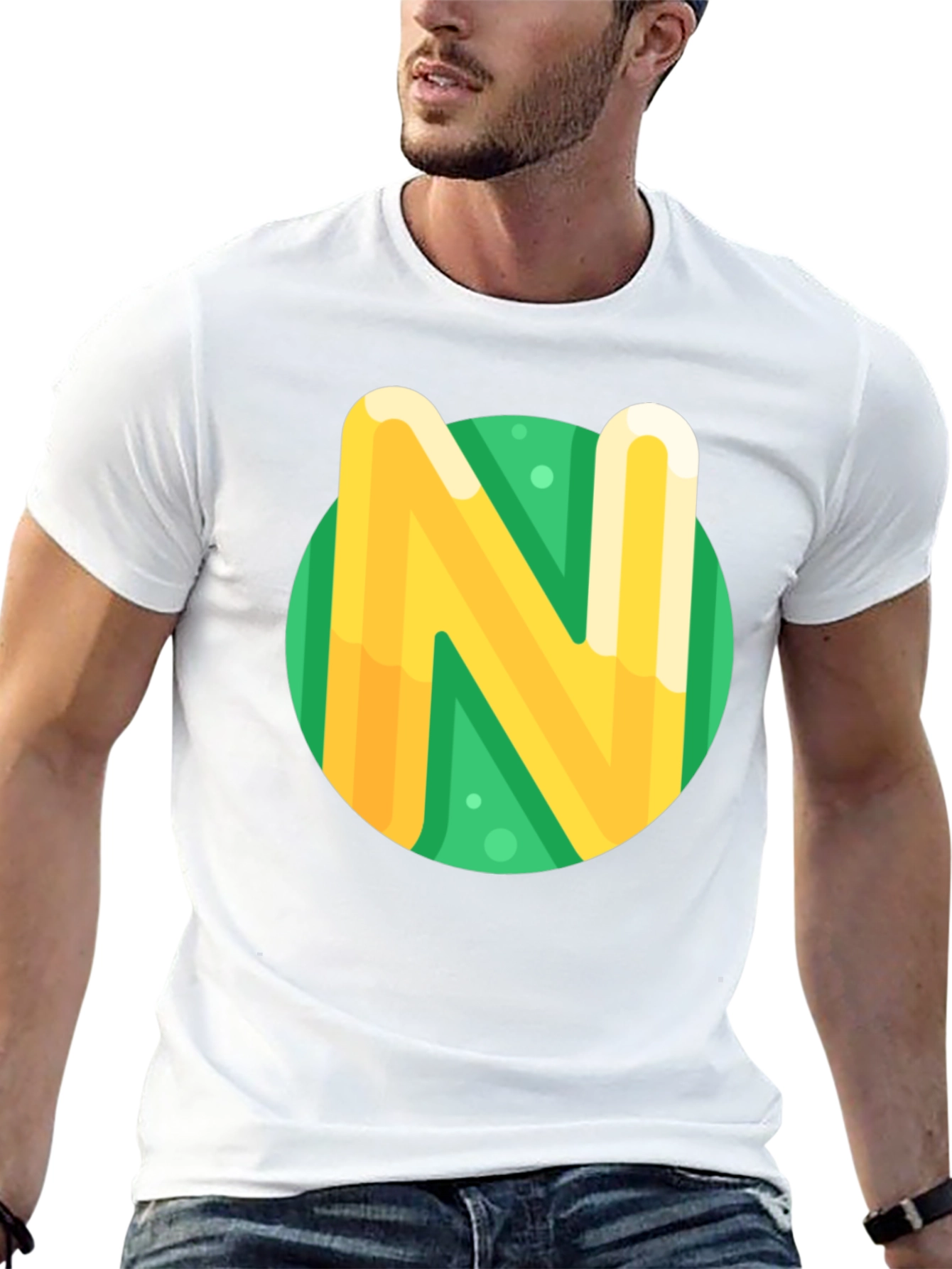 Letter N Graphic Tee - Stylish Casual Top