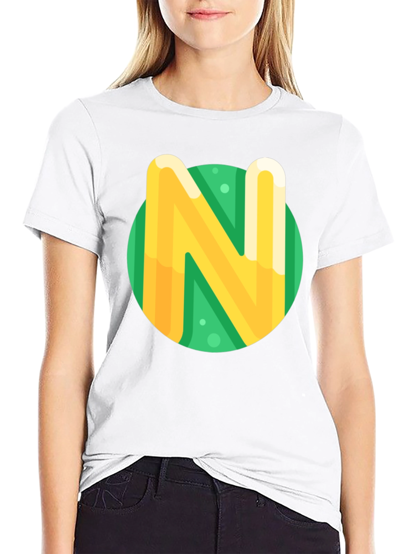 Letter N Graphic Tee - Stylish Casual Top