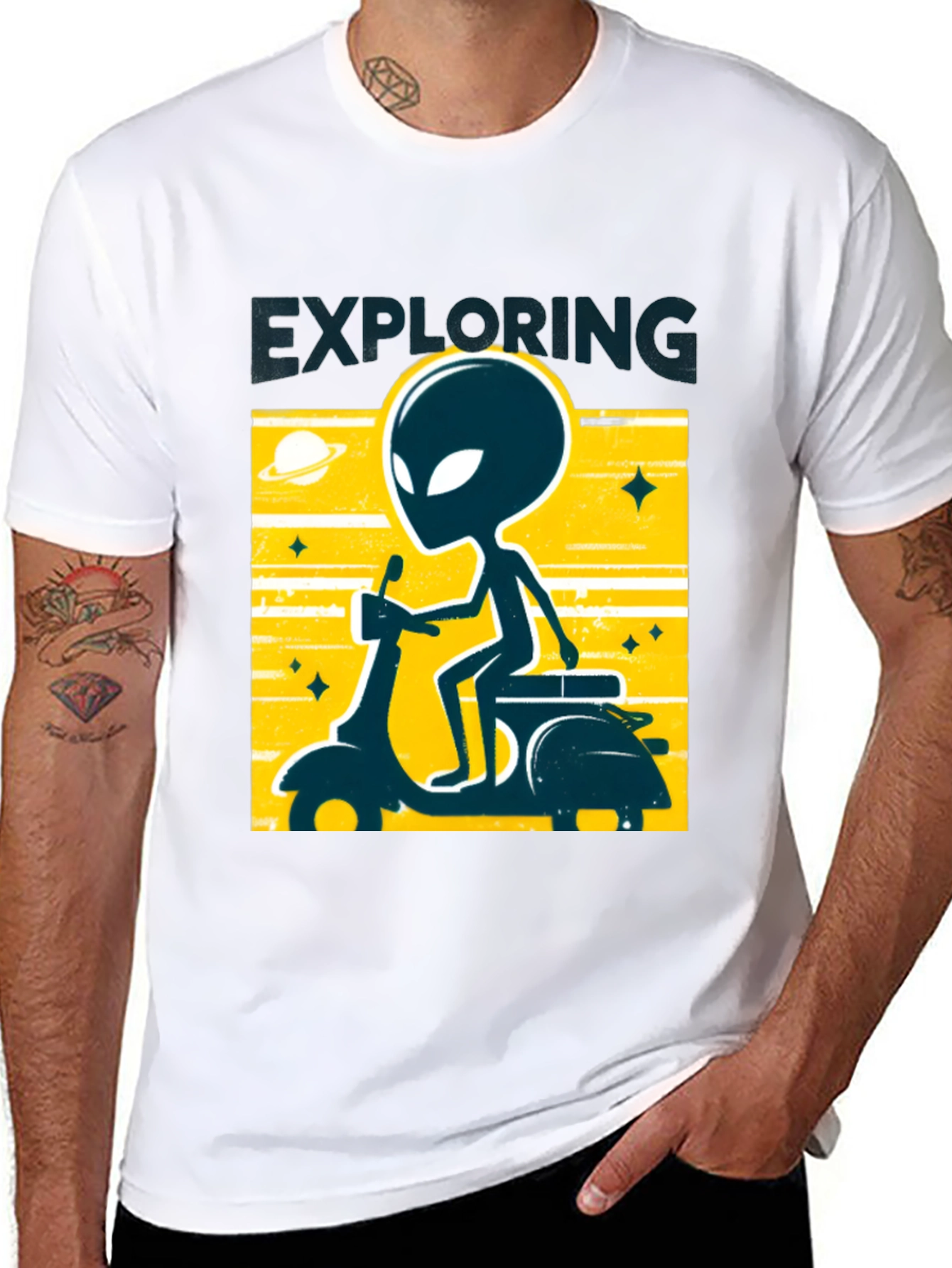 Alien Scooter Graphic T-Shirt - Exploring Tee