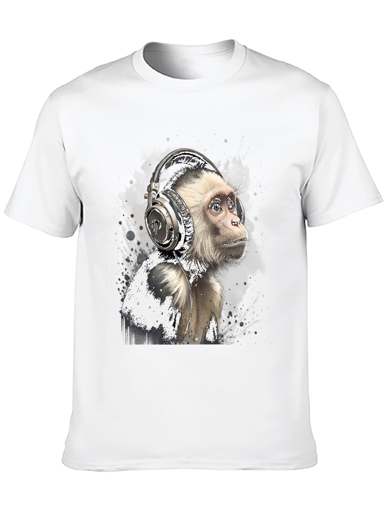 Monkey Headphones Graphic Tee - Cool Black T-Shirt