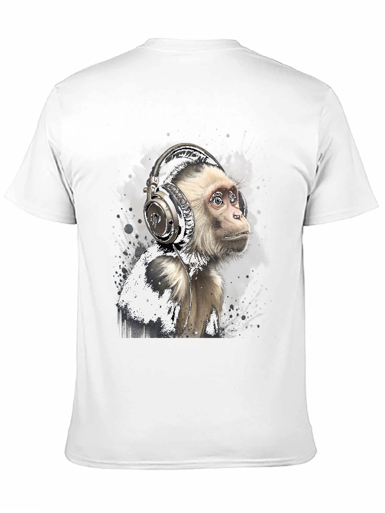 Monkey Headphones Graphic Tee - Cool Black T-Shirt