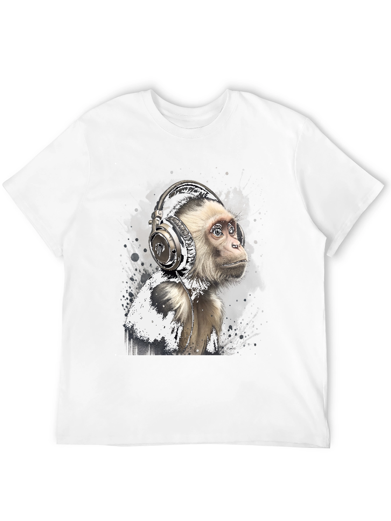 Monkey Headphones Graphic Tee - Cool Black T-Shirt