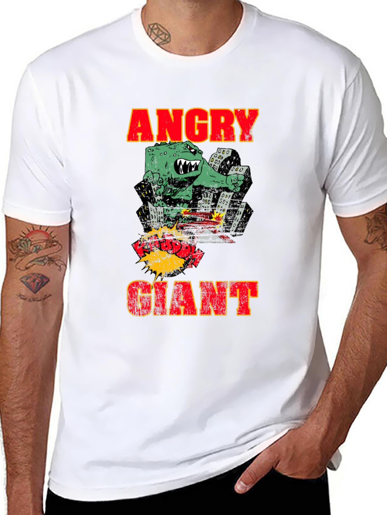 Angry Giant Monster Graphic Print T-Shirt