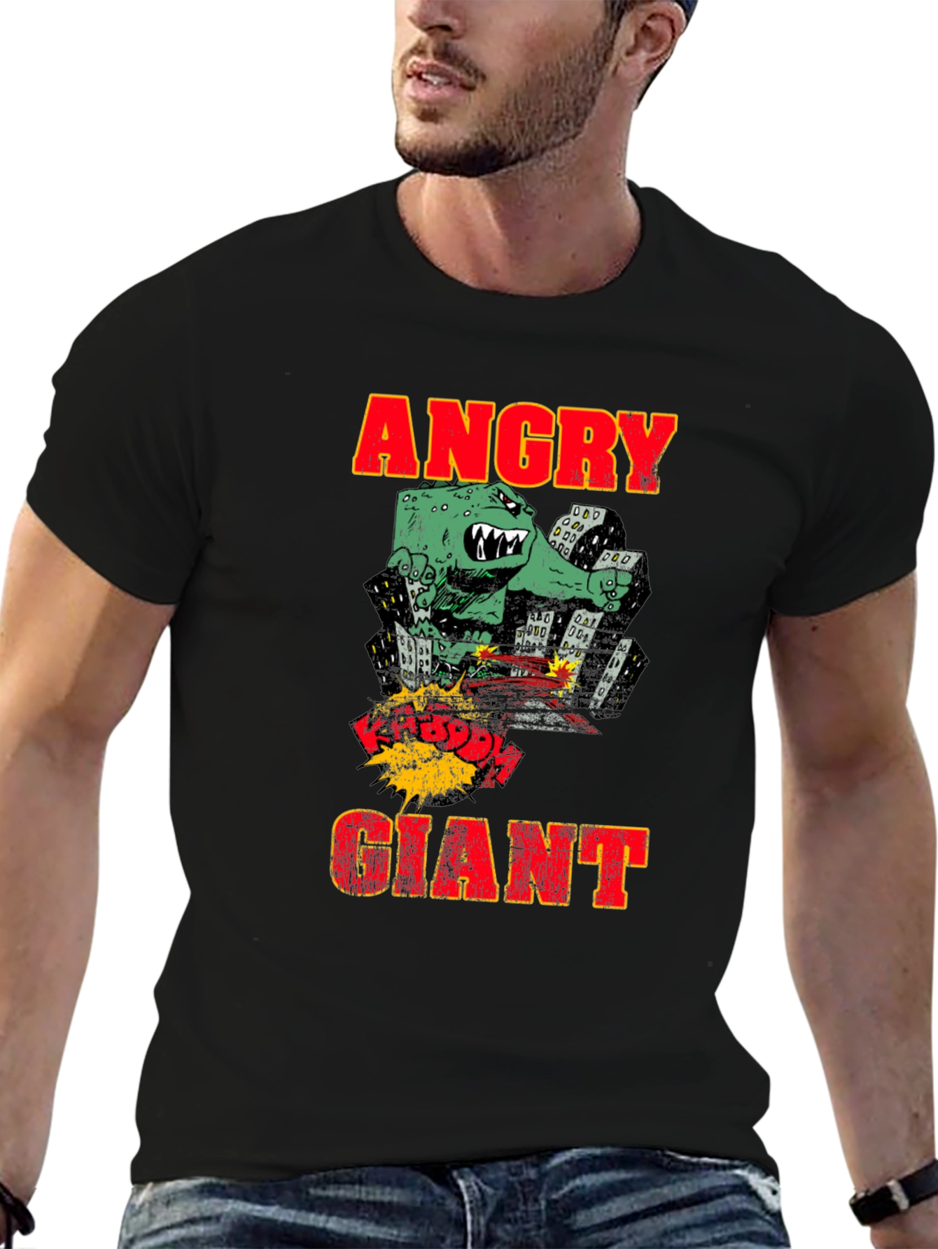 Angry Giant Monster Graphic Print T-Shirt