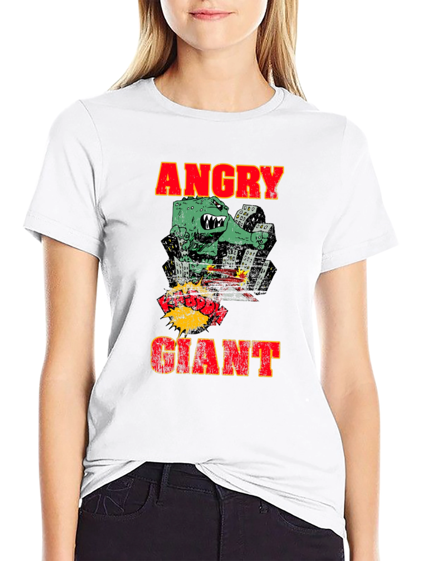 Angry Giant Monster Graphic Print T-Shirt