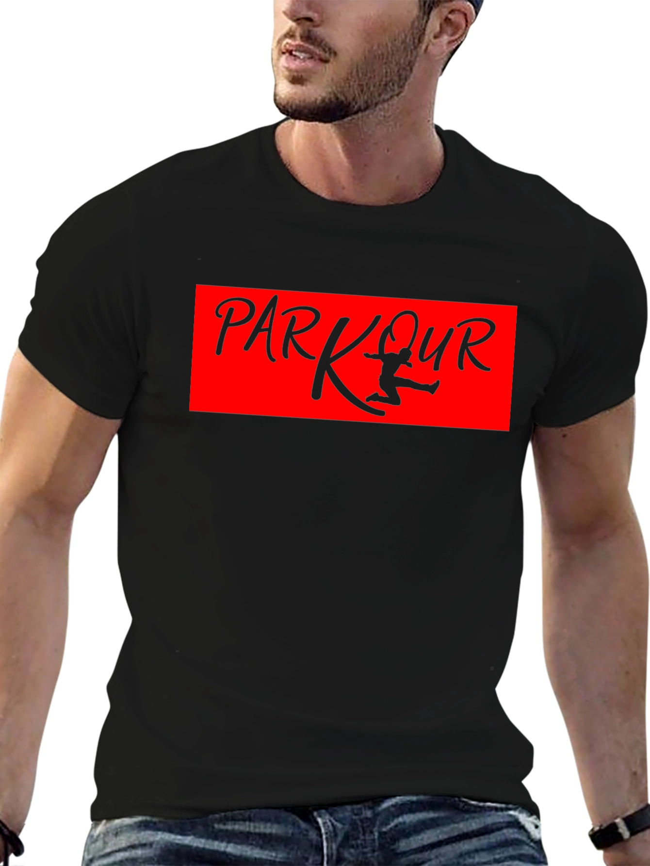 Parkour Graphic T-Shirt - Black Cotton Tee