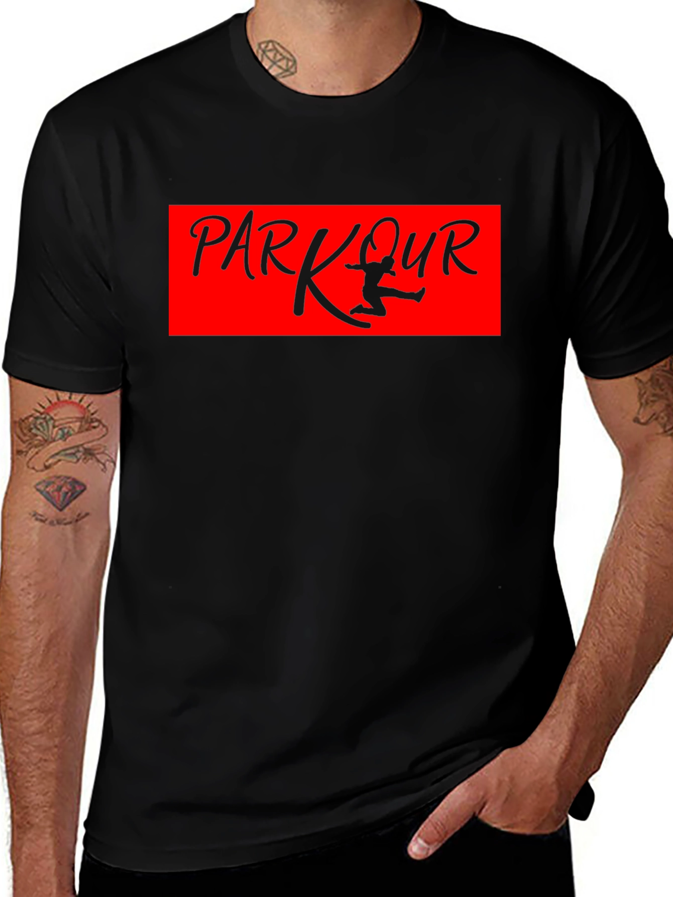 Parkour Graphic T-Shirt - Black Cotton Tee