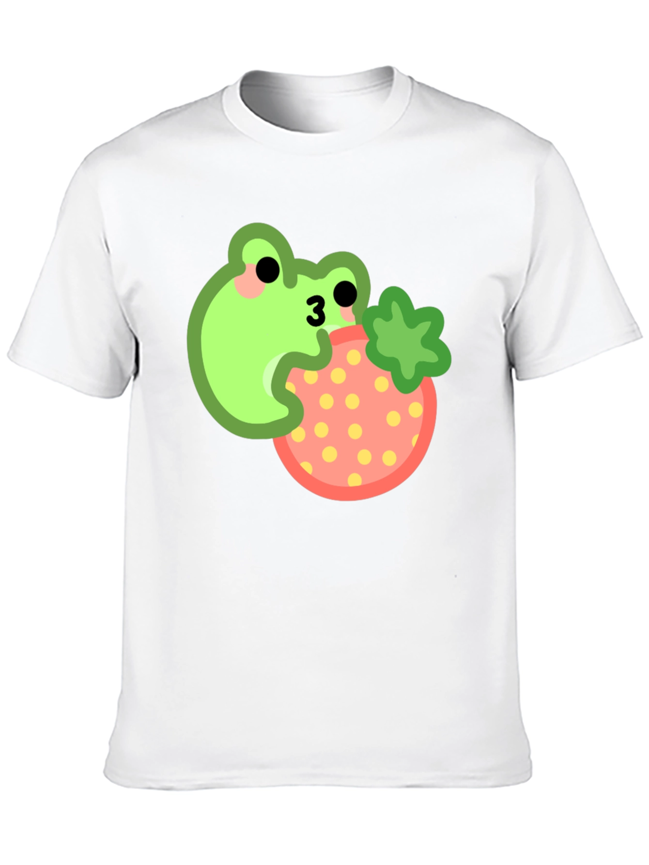 Frog Eating Strawberry Black T-Shirt