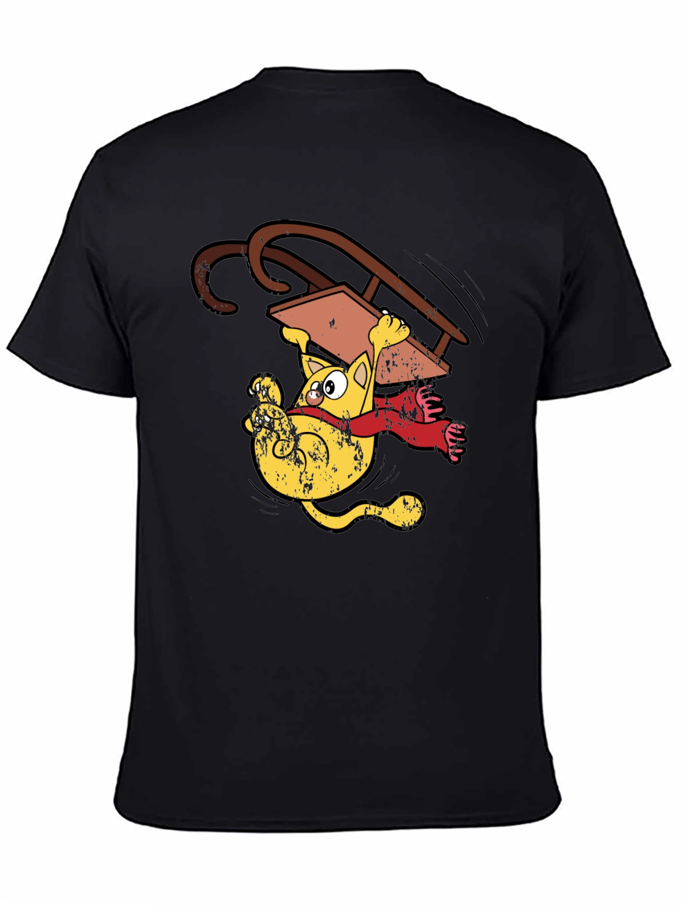 Sledding Cat T-Shirt Funny Cartoon Tee