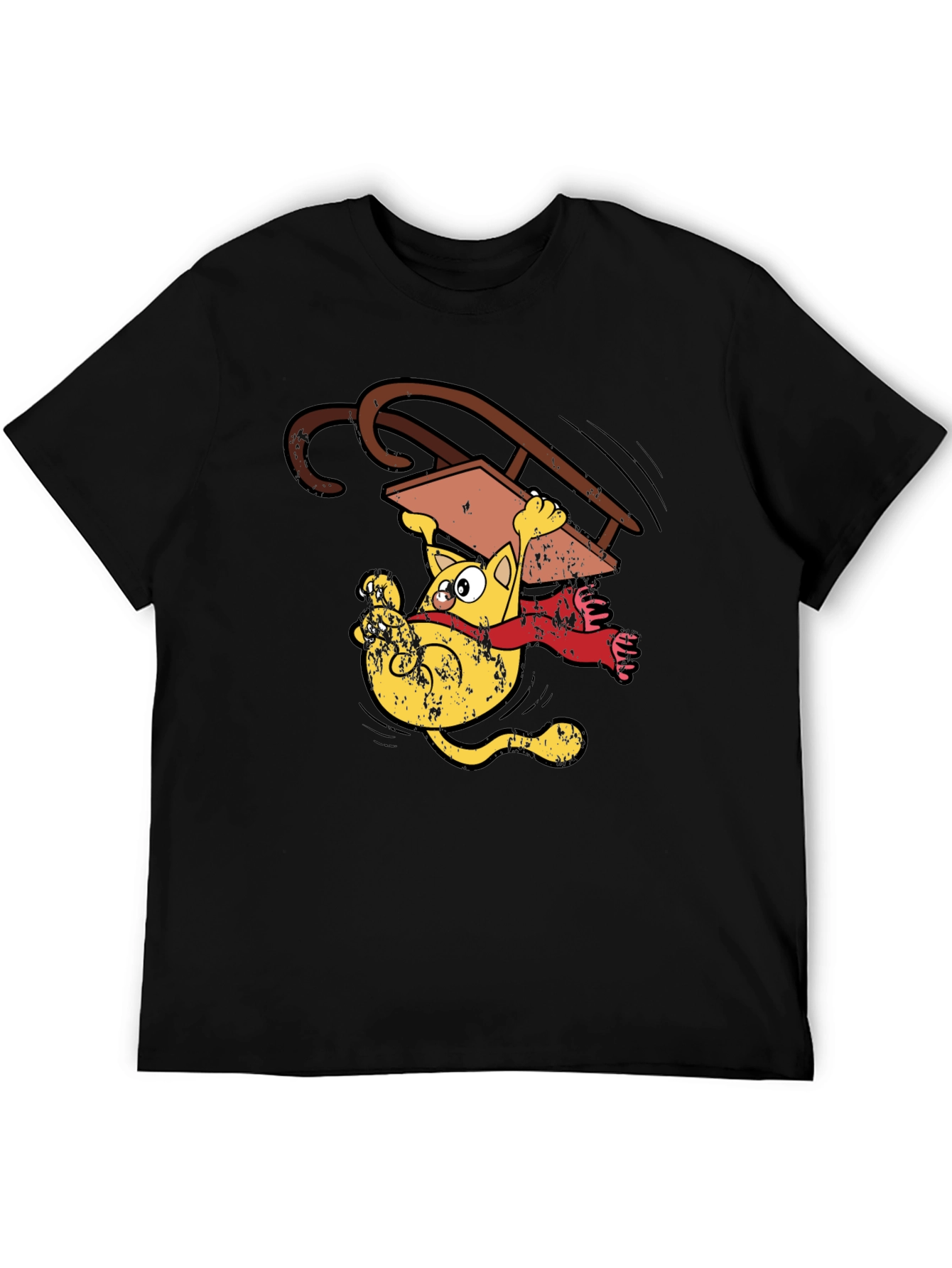 Sledding Cat T-Shirt Funny Cartoon Tee