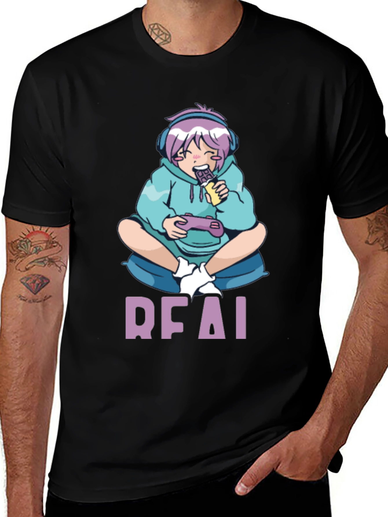 Anime Gamer Black T-Shirt