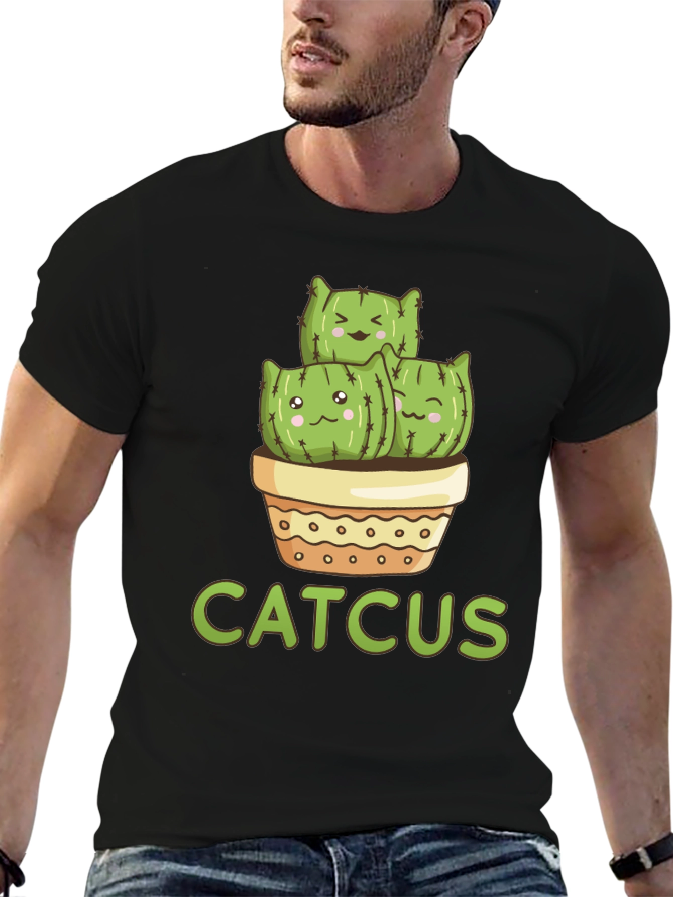 Catcus T-Shirt - Cute Cartoon Cactus Cat Tee