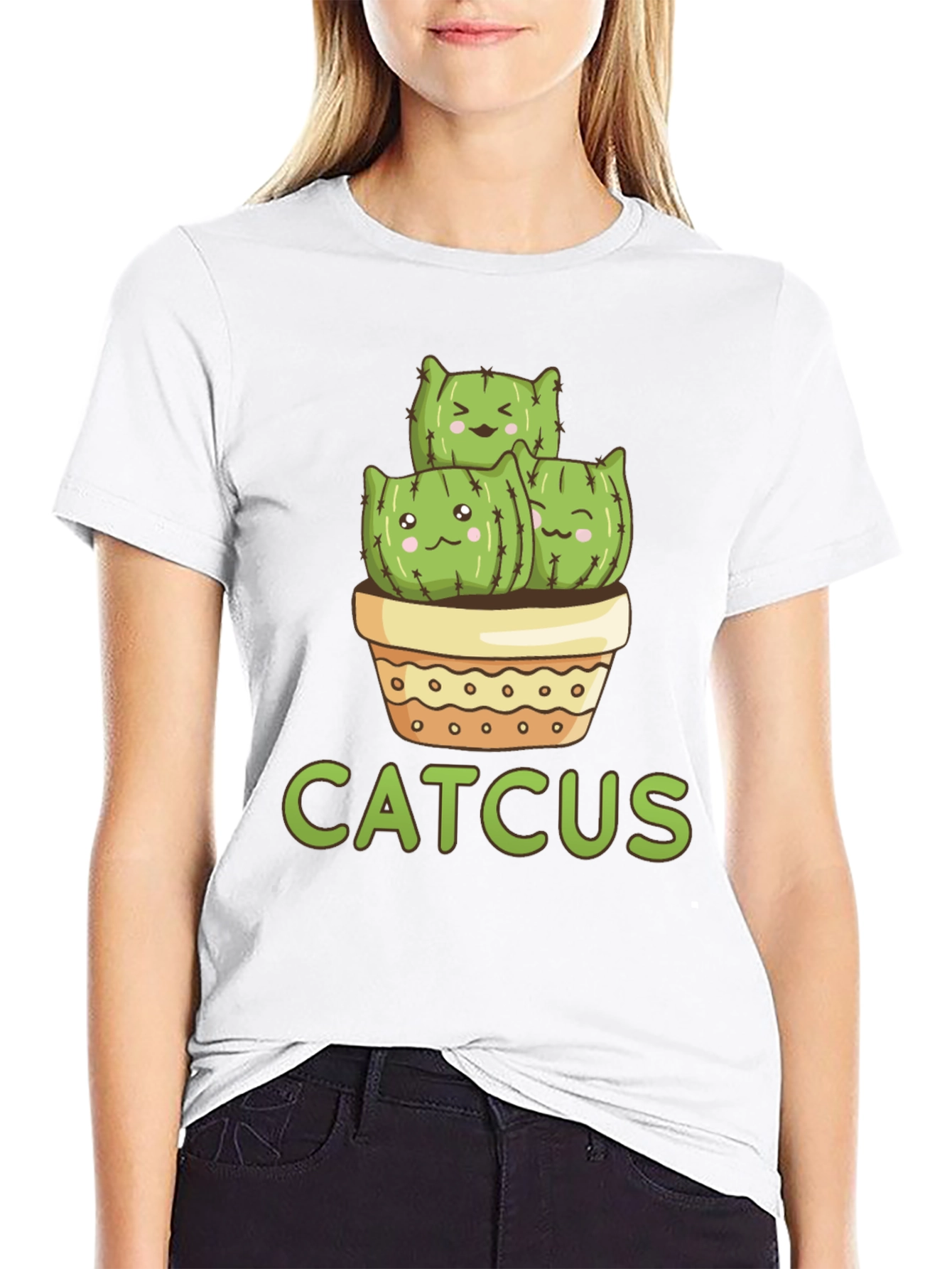 Catcus T-Shirt - Cute Cartoon Cactus Cat Tee
