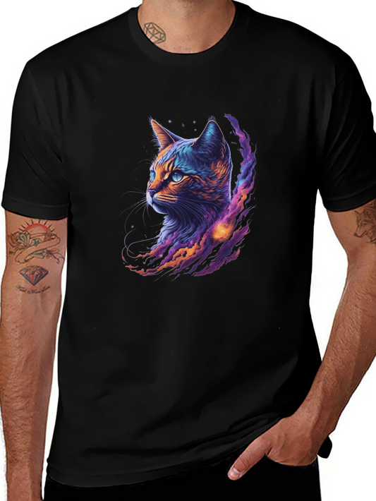 Cosmic Cat Graphic Tee - Cool Galaxy Kitten Shirt
